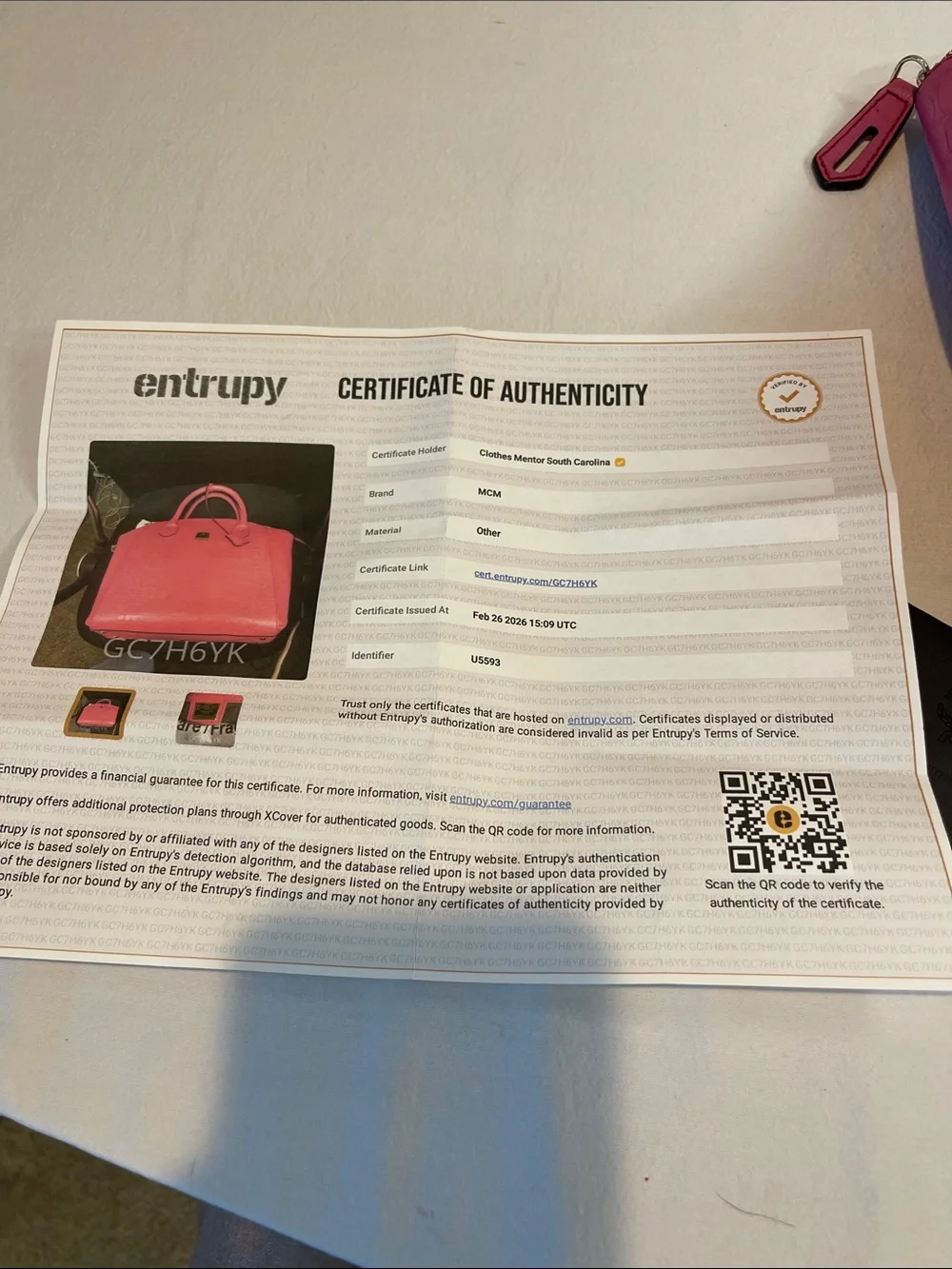 MCM München Pink Croc Embossed Leather Satchel w/ Keys Entrupy Auth Rare